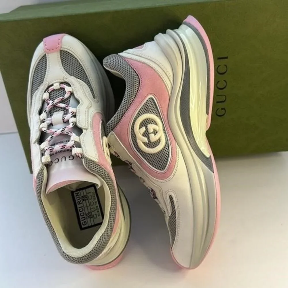 New Authentic Gucci Run Premiem Suede Mesh Sneakers